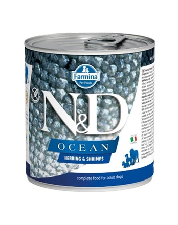 FARMINA N&D Ocean Dog Silkė, krevetės 285 g Silkė ir krevetės