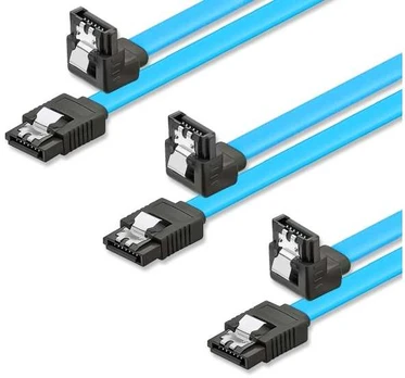 deleyCON SATA III 6Gb/s Cable-Set - 3x 0,50m right angle mėlynas