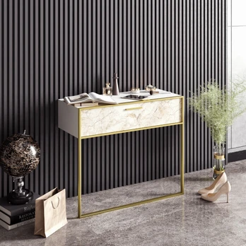 Komoda Polka Aynalı-White Auksas Balta