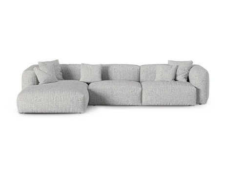 Boucle Modular Left Corner Sofa, "Martina", 3 Seats, 370x176x75, Silver