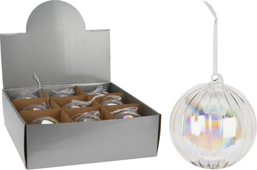 Stiklinis kalėdinis eglės žaisliukas TRANSPARENT, 10 cm, 1 vnt.