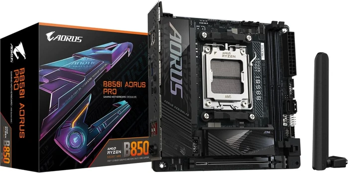 Gigabyte B850I AORUS PRO | Processor family AMD | Processor socket AM5 | DDR5 | Supported hard disk drive interfaces SATA, M.2 |