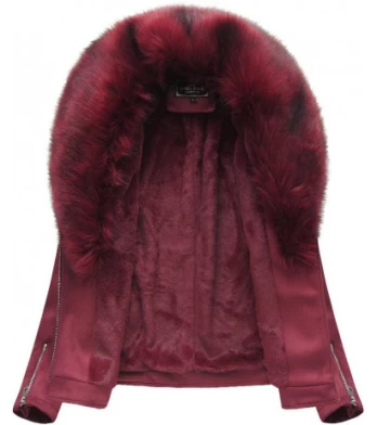 SUEDE MOTORCYCLE WITH FUR WINE (6502) striukė