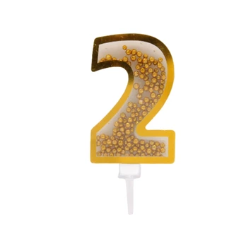Auksinė žvakutė tortui skaičius "2"