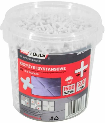 AW-Tools AWTOOLS KRZYŻYKI DYSTANSOWE 1,0mm / 1800szt. WIADERKO