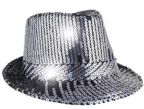 ESPA Fedora hat med pailletter, sølv og sort