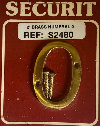Buto / namo durų numeris, 5cm,"0", misiņa