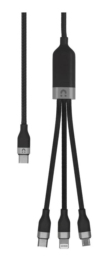 UNITEK USB KABELIS 3IN1, USBC, MICROUSB, LIGHTNING, 1,5 M