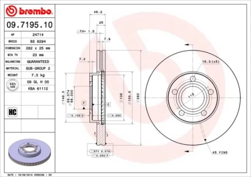 Stabdžių diskas BREMBO 09.7195.10