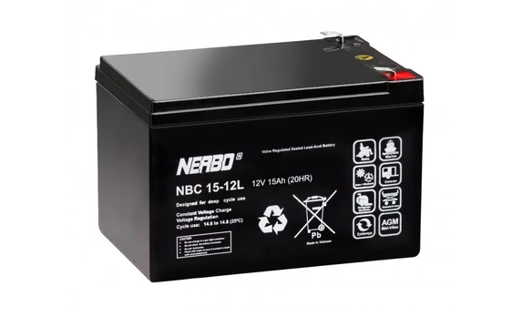 Akumuliatorius 12V 15h F2 6.3mm AGM VRLA NERBO NBC15-12L