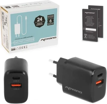 Movano GaN 30W USB-C PD + USB-A Charger (Black)