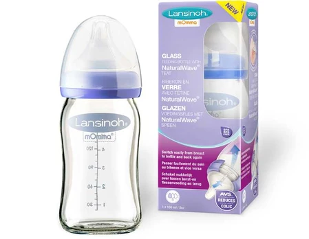LANSINOH 160 ml stiklinis maitinimo buteliukas