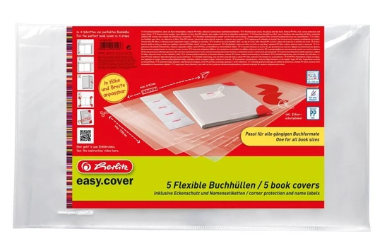Herlitz Buchhülle 5St inkl. Etiketten/Schutzkleber 540*335 Faltschachtel