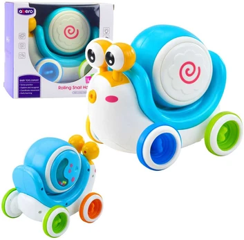 Lean Toys Interactive Snail Riding Drum Musical Educational Mėlyna