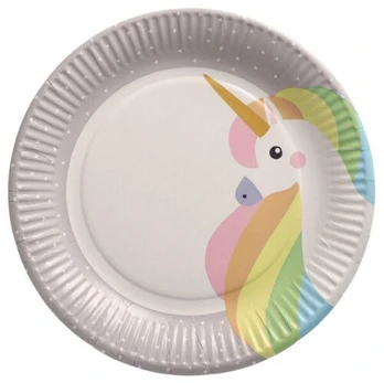 Popierinės lėkštės Unicorn, 23 cm, 10 vnt.