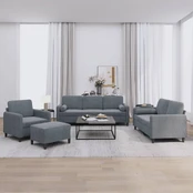 Sofa Sofos komplektas su pagalvėmis, 4 dalių, pilkas, aksomas kaina