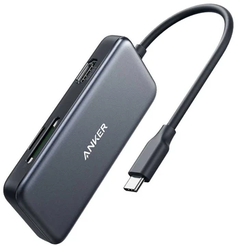 USB šakotuvas Anker Premium 5in1, juoda sp.