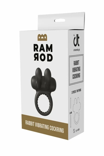 Ramrod Rabbit Vibrating Ring Black - Rechargeable, Waterproof, Silicone