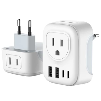 Kelioninis adapteris SL-513C, universalus, kelių jungčių, kompaktiškas