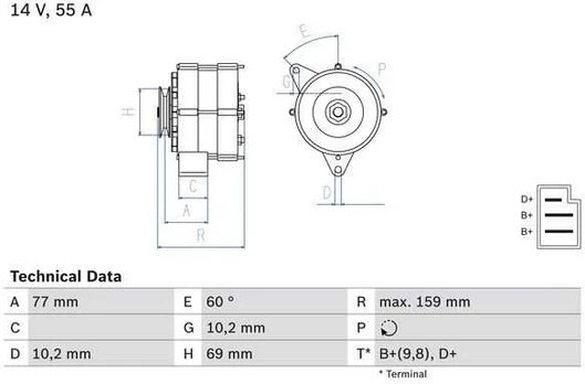 BOSCH generatoriaus 0986030720 028903119F