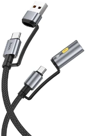HOCO cable All-in-one USB A / Type C to Type C / Cigarette lighter 3A 60W U138 1,2 m juodas kaina