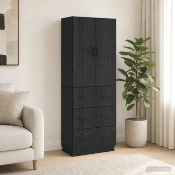 Spintelė 2 pcs Juoda 66 x 34,5 x 87 cm Apdirbta mediena