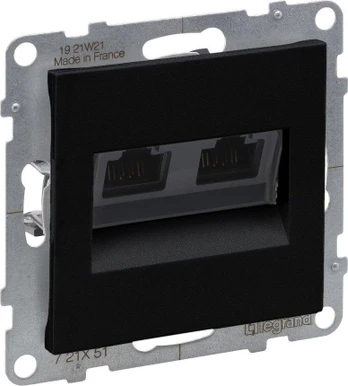 Legrand SUNO PC lizdas (dvigubas) RJ45 Cat 5E UTP juoda 721451