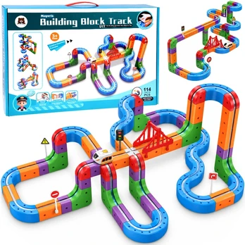 Magnetic Building Blocks: Magnetic Train Track – 114-Piece DIY Train Set ZA6281