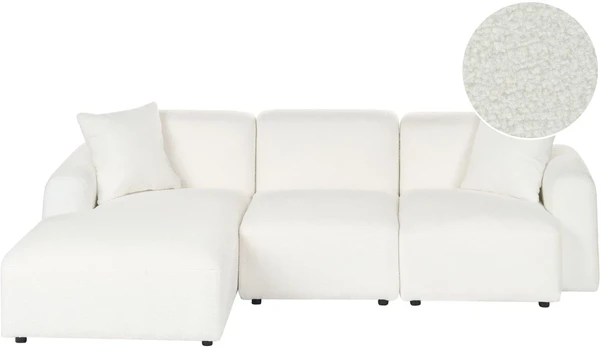 Beliani Modulinė 3 vietų sofa HEDE Boucle, balta, dešininė