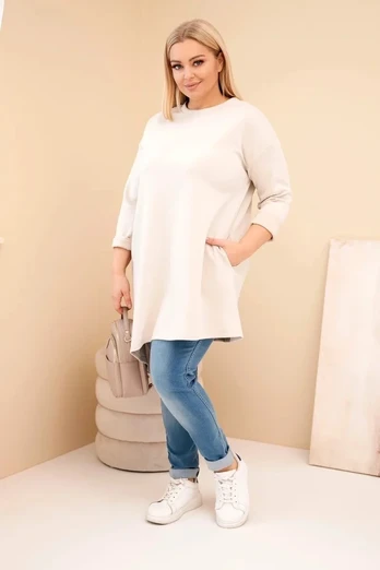 Moteriška Plus Size suknelė, smėlio spalvos