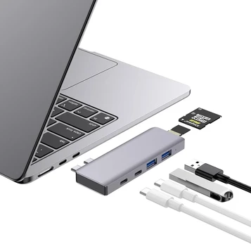 ZanBix USB-C šakotuvas MacBook, 6 prievadų, Thunderbolt 4, 100 W PD, HYD-9887T