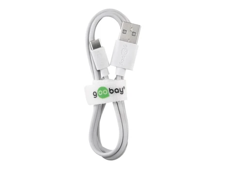 Kabelis USB Goobay USB-A - USB-C 1 m Balta (45563)
