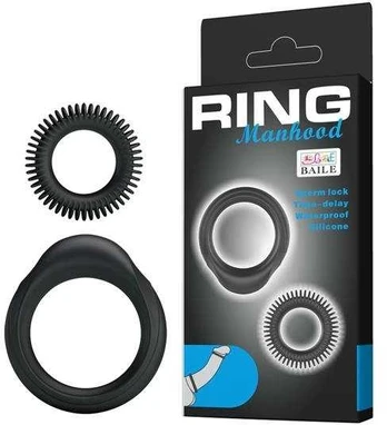 LYBAILE Ring Manhood 2x Rings Juodas
