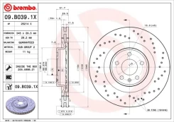 Stabdžių diskas BREMBO 09.B039.1X kaina