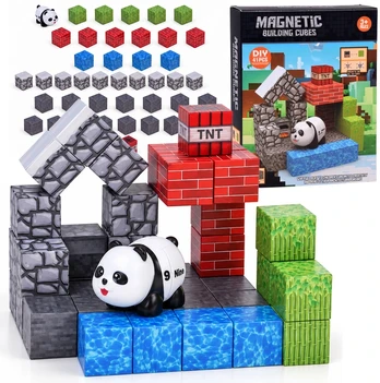 Jokomisiada PANDA magnetic blocks - construction cubes and pikselių 41pcs ZA6604