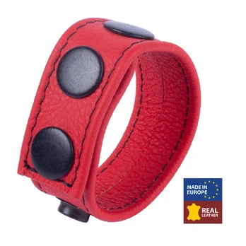 Cocky Adjustable Leather Ring Red - Custom Fit, Vegetable-Tanned, 2.5 cm