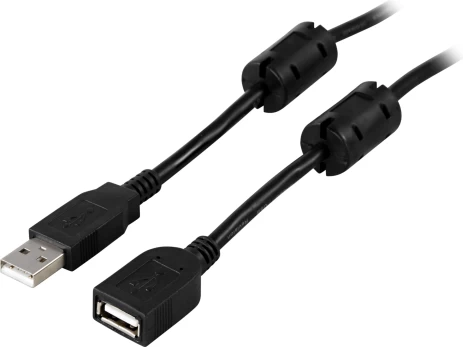 Kabelis DELTACO USB 2.0, A tipo ha - A tipo ho,ferito šerdys 2 m,juodas
