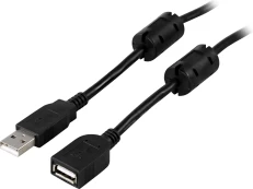 Kabelis DELTACO USB 2.0, A tipo ha - A tipo ho,ferito šerdys 2 m,juodas kaina