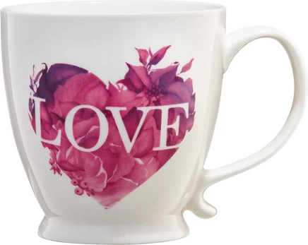 Puodelis na stopce Love Letters rožinė serce 400 ml AMBITION