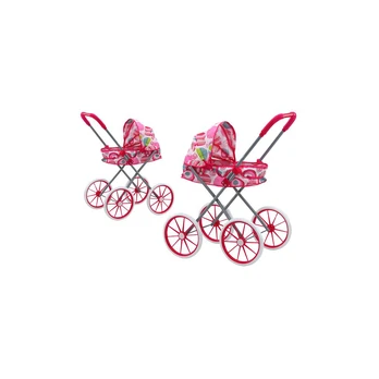 Lean Toys Doll Stroller Large Wheels Foldable Rožinė Patterns