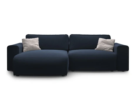 Velvet Left Corner Sofa With Bed Function And Box, "Victor", 3 Seats, 246x148x83, Blue
