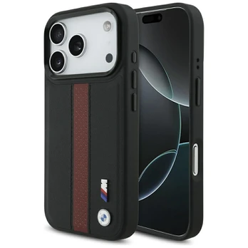 Dėklas BMW M Perforated Stripe Logo MagSafe do iPhone 17 Pro raudona