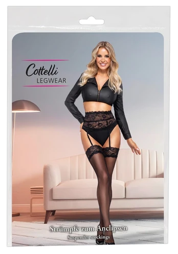 Cottelli legwear Stockings black S Prisegamos kojinės