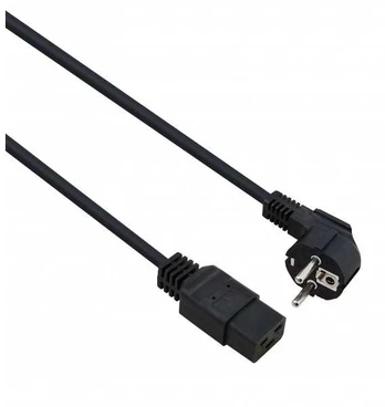 helos Netzanschlusskabel, Schutzkontaktstecker 90° auf C19, juodas, 1,8m