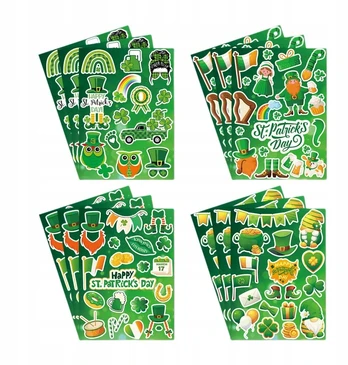 12 lapų St Patricks Day lipdukai, atostogų dekoravimo priedai