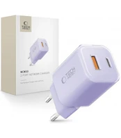 Purpurinis 1xUSB-A + 1xUSB-C PD33W / QC3.0 pakrovėjas "Tech-Protect NCM33W 2-Port"