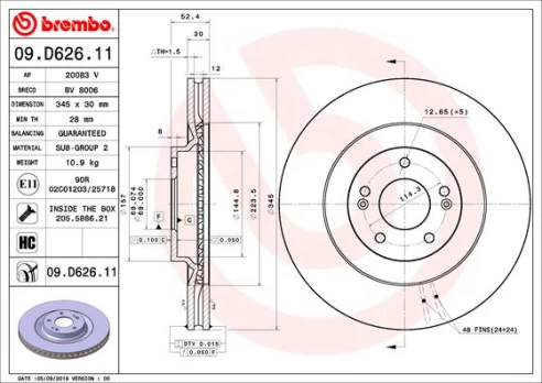 BREMBO 09.D626.11 Brake Disc