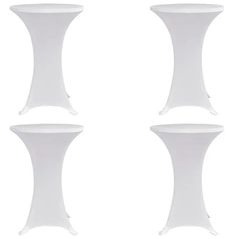 Staltiesė baro stal., 4vnt., baltos sp., 80cm skersm., įtemp.