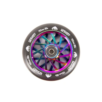 Triukinio paspirtuko ratukas Monkey double spokes black on neochrome 110mm