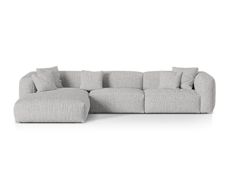 Boucle Modular Left Corner Sofa, "Martina", 3 Seats, 330x176x75, Silver